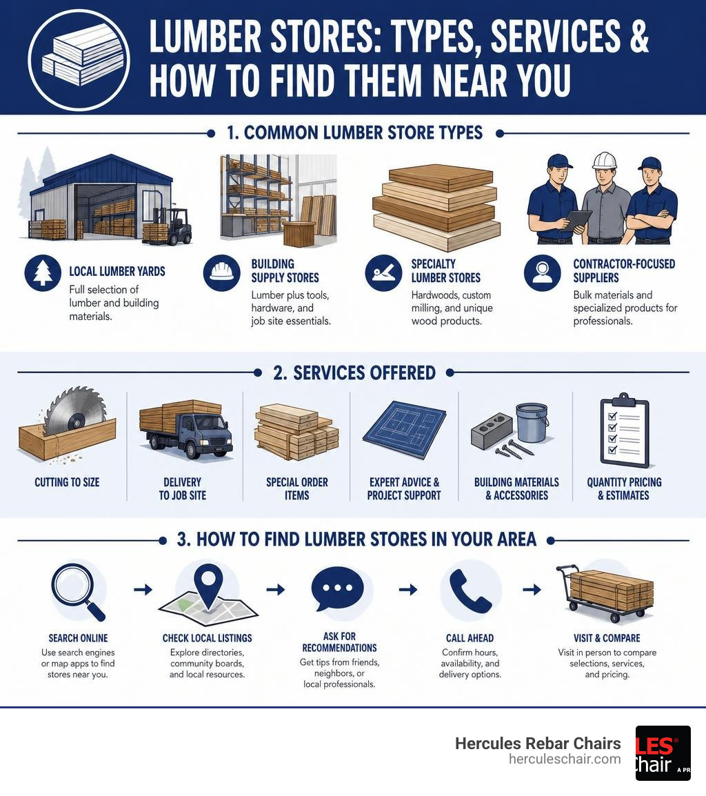 Common lumber store types, services offered, and how to find them in your area infographic Common lumber store types, services offered, and how to find them in your area infographic