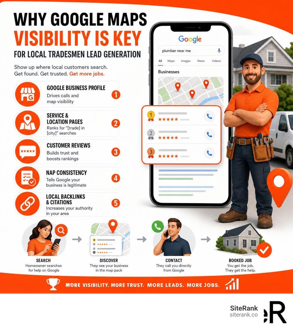 Infographic showcasing why Google Maps visibility is key for local tradesmen lead generation infographic Infographic showcasing why Google Maps visibility is key for local tradesmen lead generation infographic