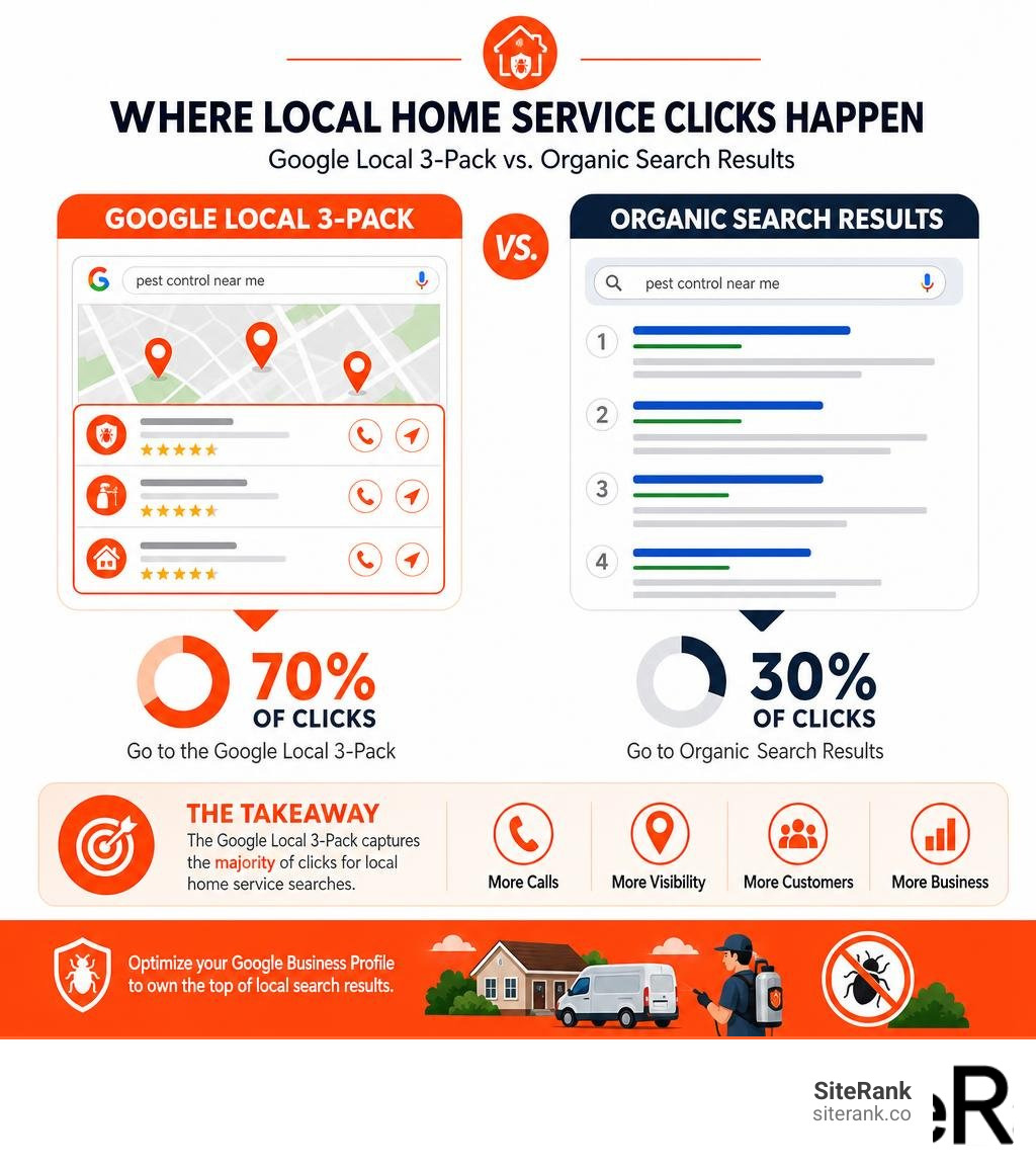infographic showing the click-through rates of the Google Local 3-Pack versus organic search results for local home services infographic showing the click-through rates of the Google Local 3-Pack versus organic search results for local home services