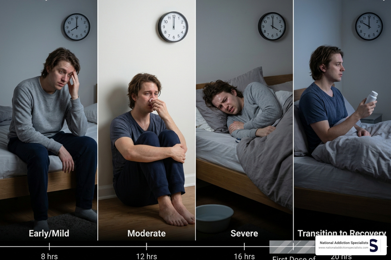 Timeline of opioid withdrawal symptoms and induction readiness Timeline of opioid withdrawal symptoms and induction readiness