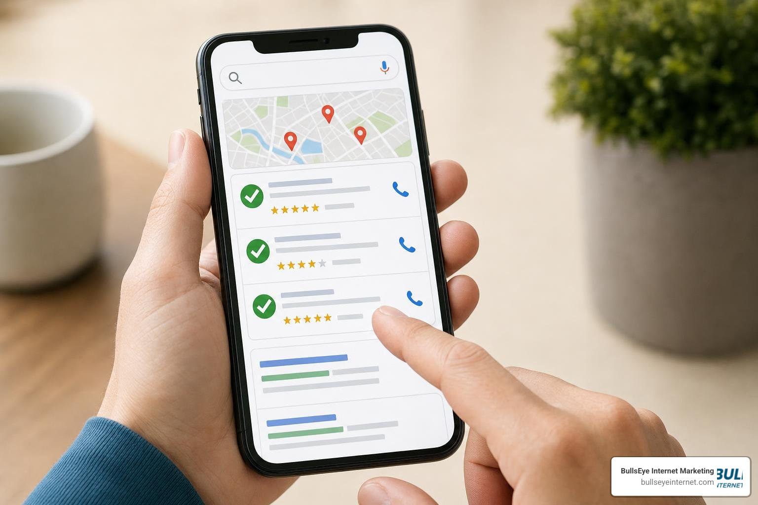 Google Guaranteed ad placement on mobile search results showing local business profiles Google Guaranteed ad placement on mobile search results showing local business profiles