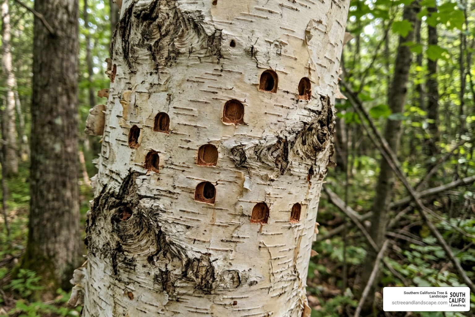 D-shaped exit holes on birch bark D-shaped exit holes on birch bark