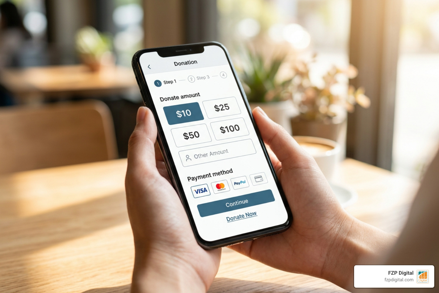 A clean, mobile-optimized donation form designed to reduce friction and build donor trust A clean, mobile-optimized donation form designed to reduce friction and build donor trust