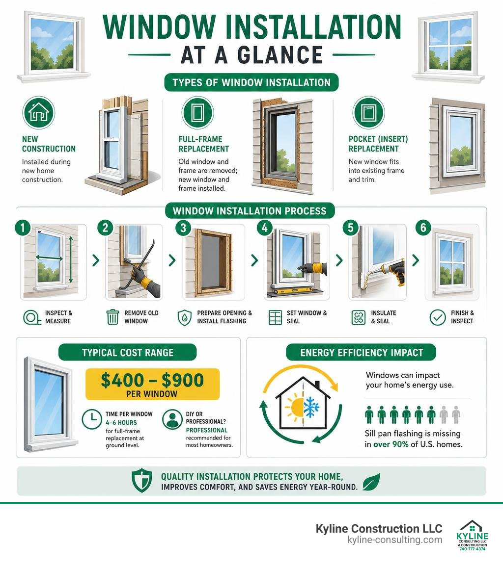 Window installation process infographic: types, steps, cost, and energy efficiency overview infographic Window installation process infographic: types, steps, cost, and energy efficiency overview infographic
