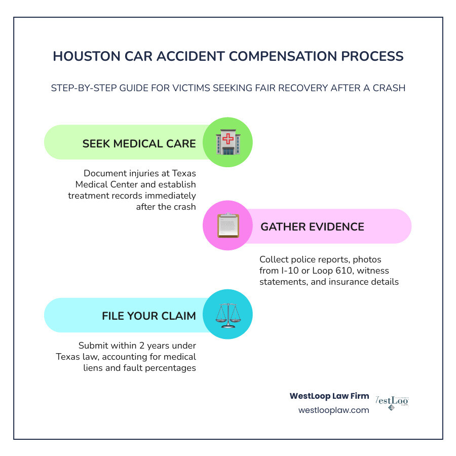 Step-by-step Houston car accident compensation process infographic infographic Step-by-step Houston car accident compensation process infographic infographic