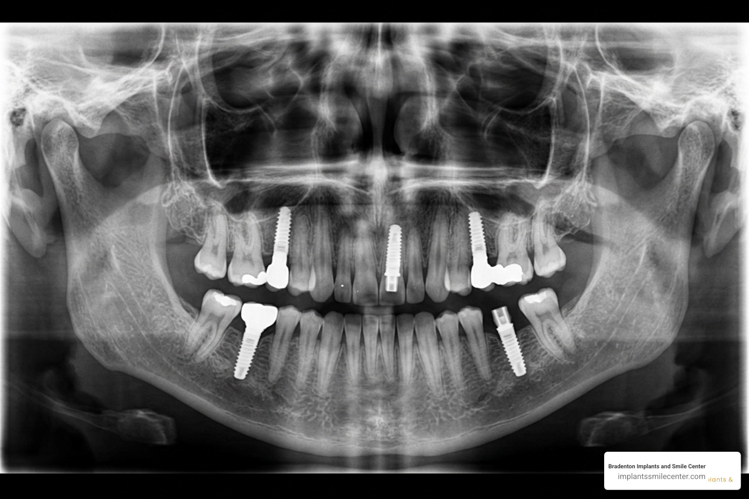 dental x-ray of implants in jawbone