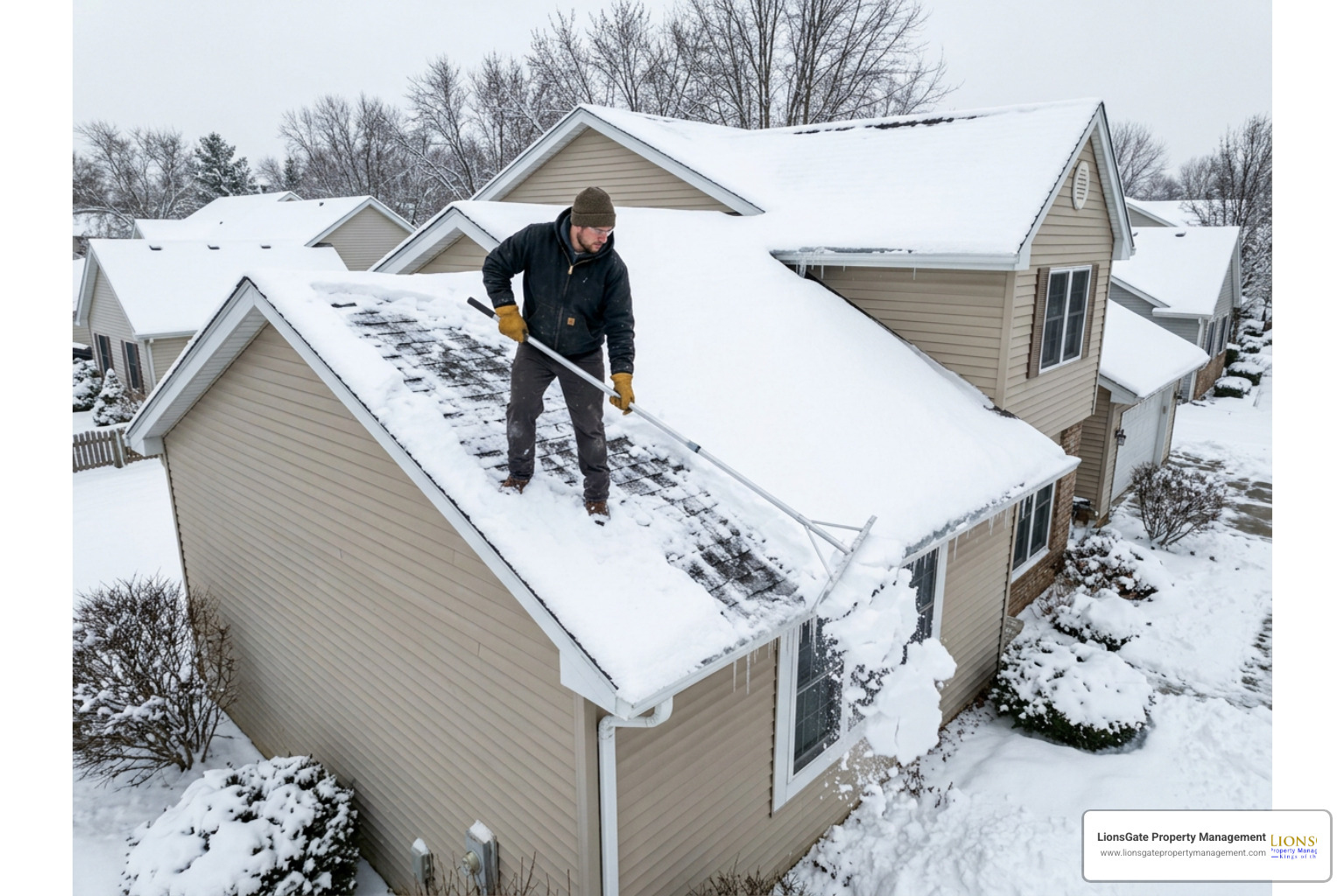 professional removing snow from a roof professional removing snow from a roof