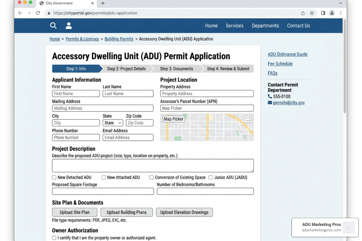 Mountain View ePermitsMV online portal interface, digital building permit submission process