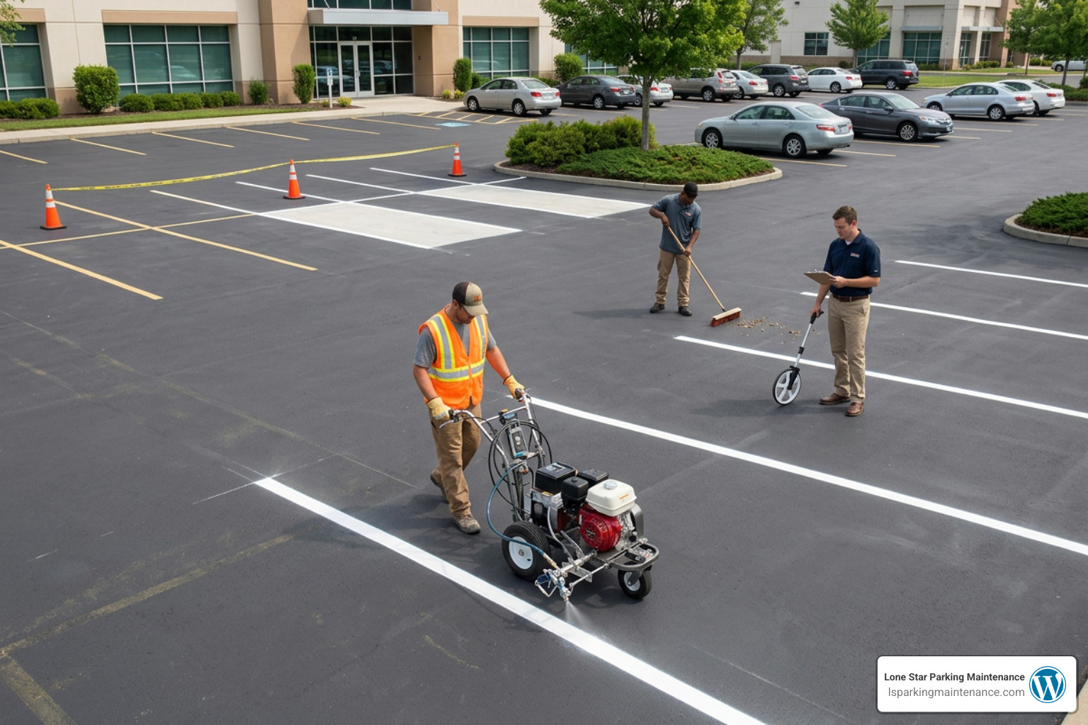 ADA compliant handicap parking space stencil painting ADA compliant handicap parking space stencil painting