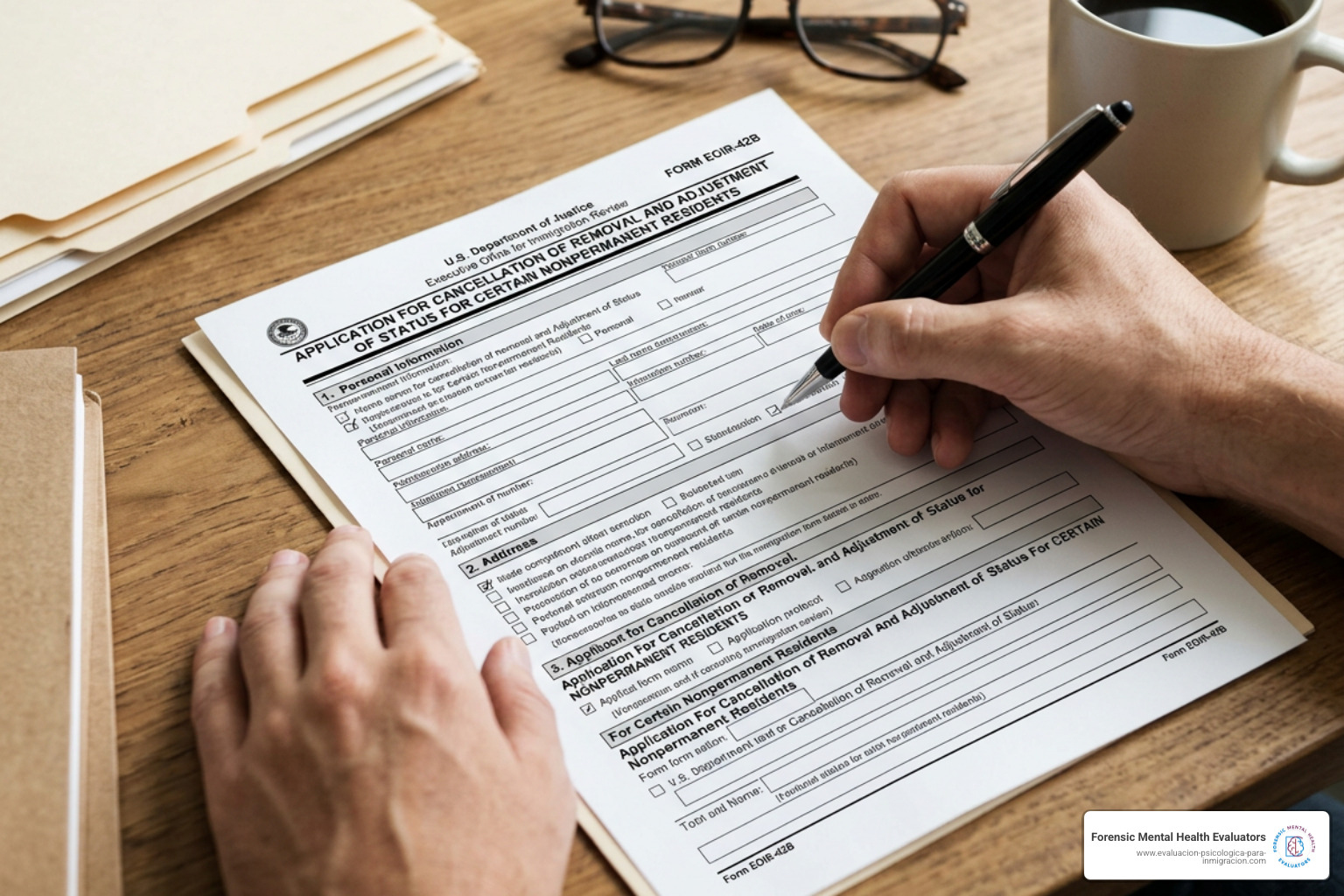 Official EOIR-42B form document page