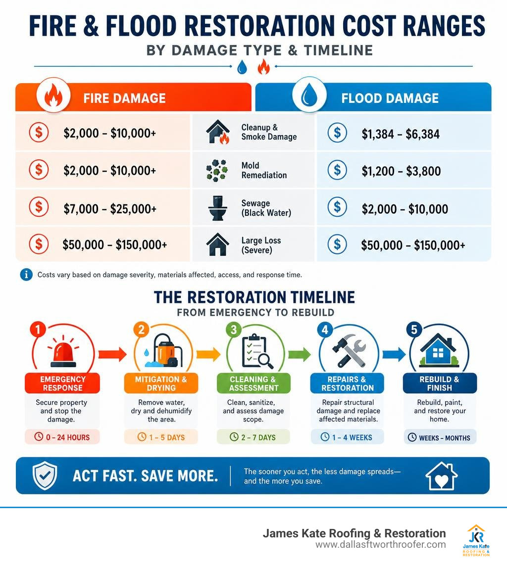 infographic showing fire and flood solar cost ranges by damage type and timeline from emergency mitigation to rebuild infographic showing fire and flood solar cost ranges by damage type and timeline from emergency mitigation to rebuild