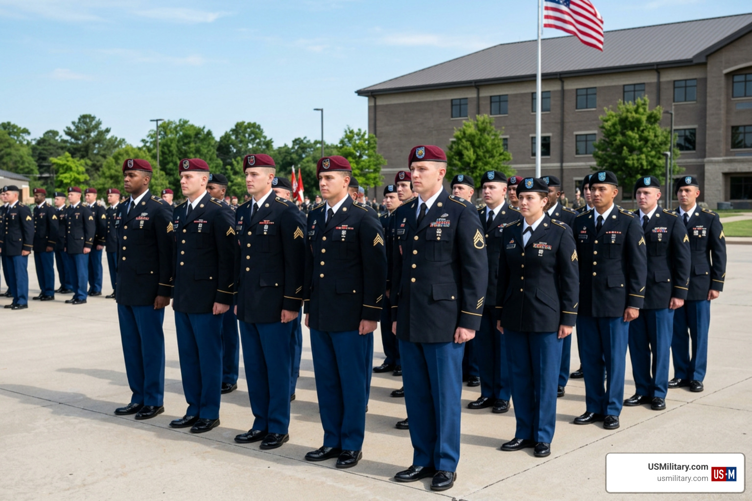 American soldiers standing in formation during a ceremony