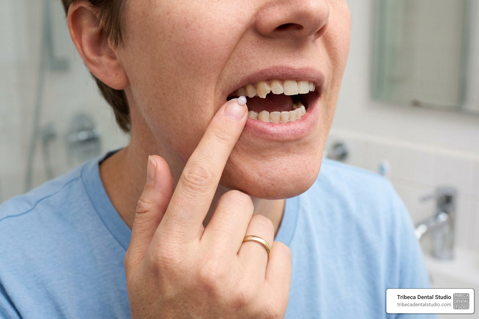 applying dental wax to a chipped molar