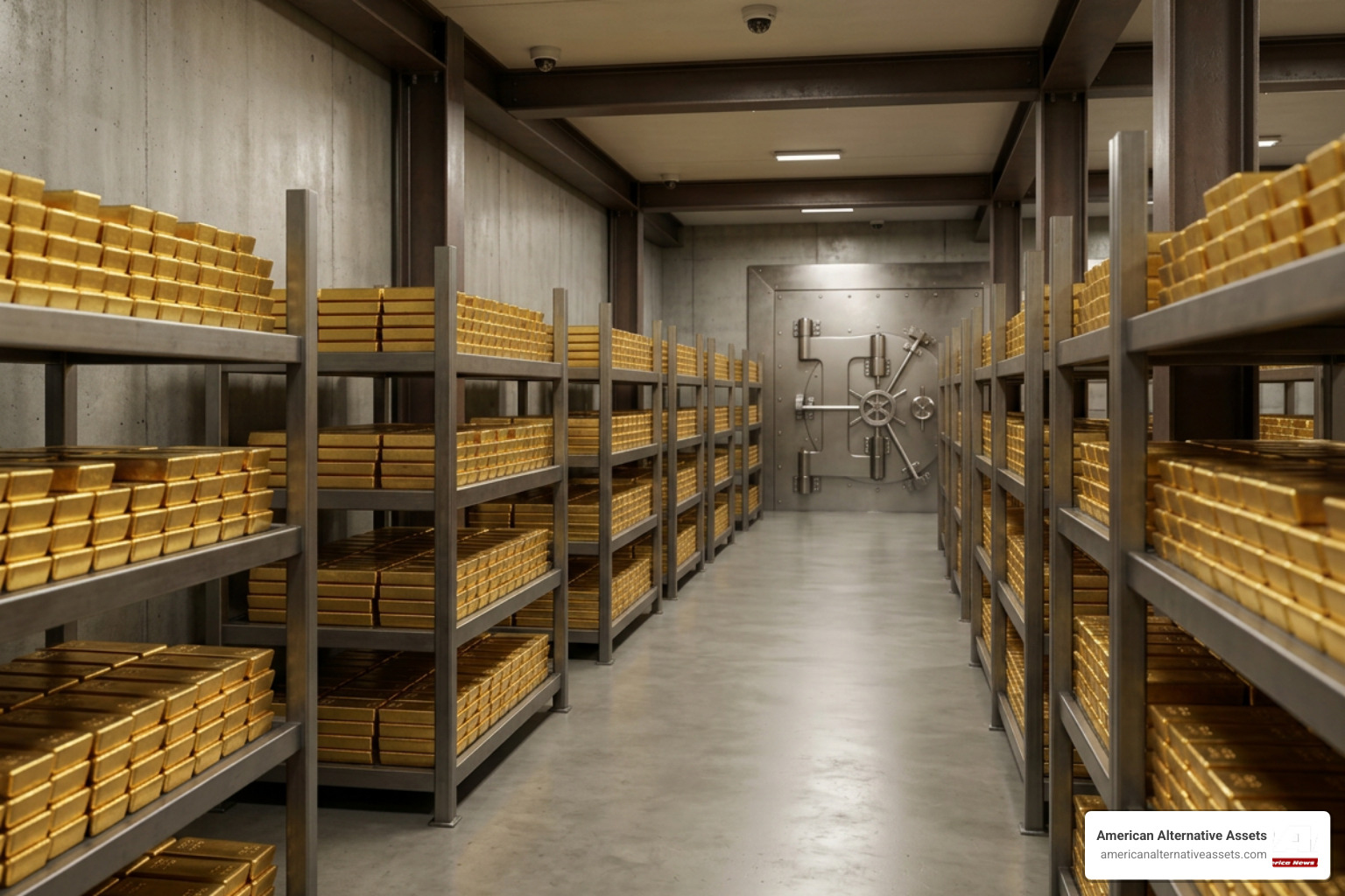 central bank gold vault storing physical gold bars