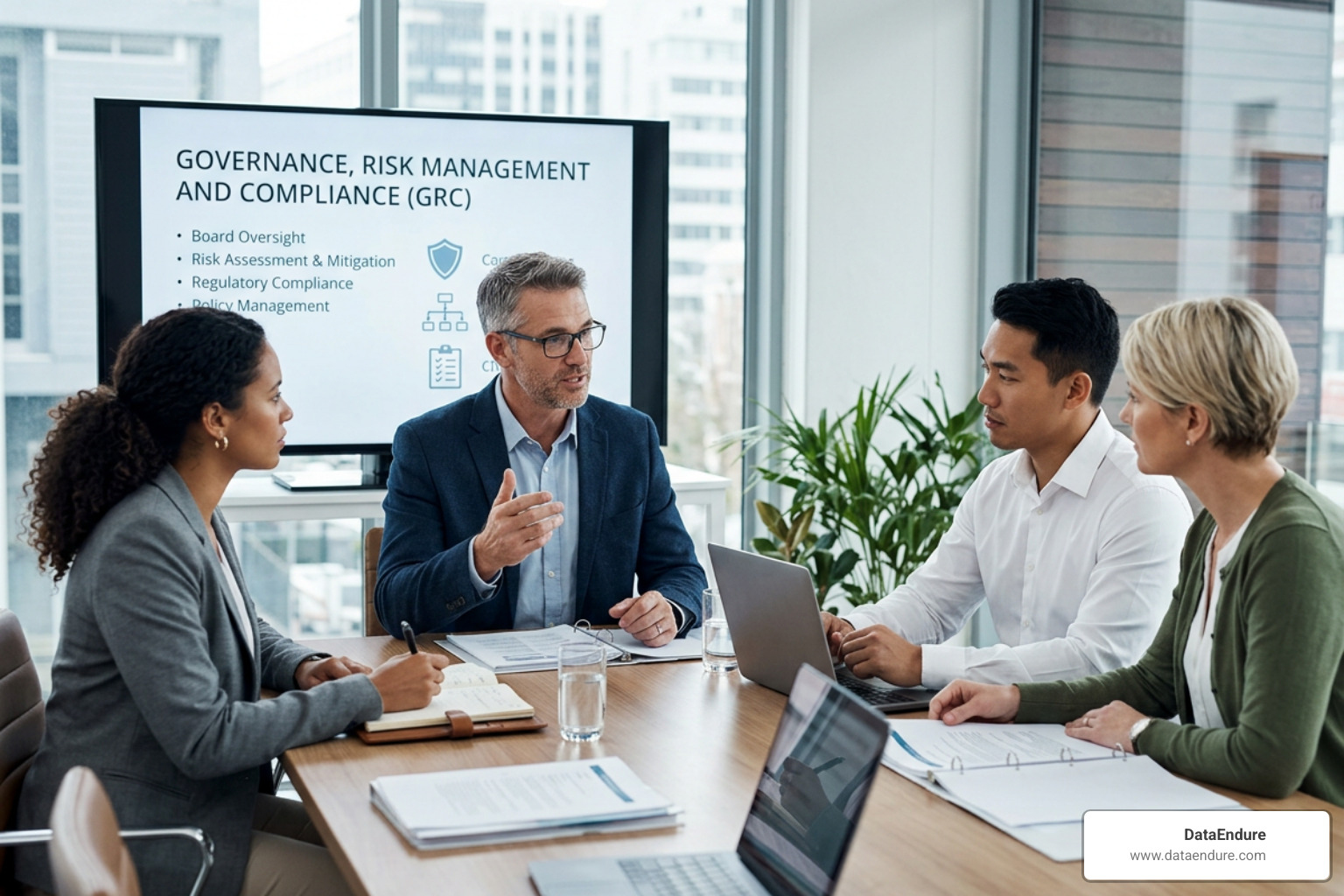 Modern business risk landscape showing cyber threats, compliance pressures, and operational risk Modern business risk landscape showing cyber threats, compliance pressures, and operational risk