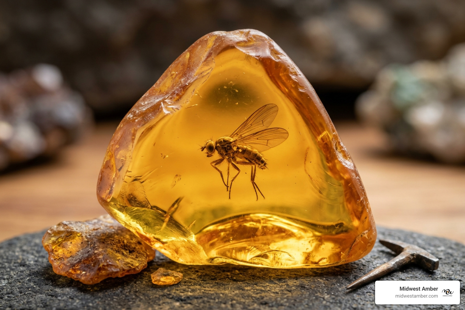 A beautiful specimen of raw Baltic amber containing a perfectly preserved prehistoric insect inclusion