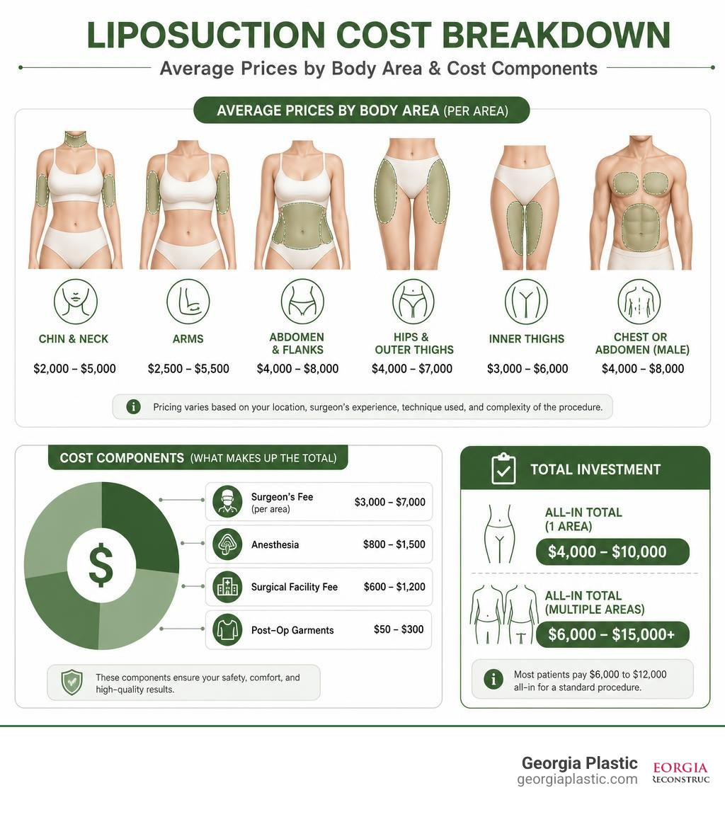 liposuction cost breakdown infographic showing average prices by body area and cost components infographic liposuction cost breakdown infographic showing average prices by body area and cost components infographic