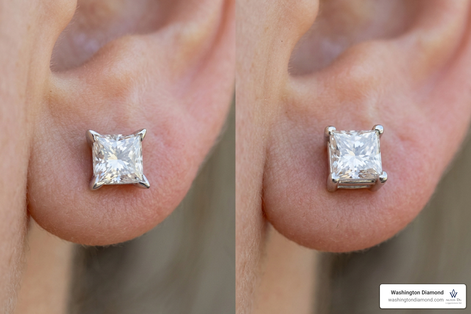 Comparison of martini and basket settings for diamond stud earrings Comparison of martini and basket settings for diamond stud earrings