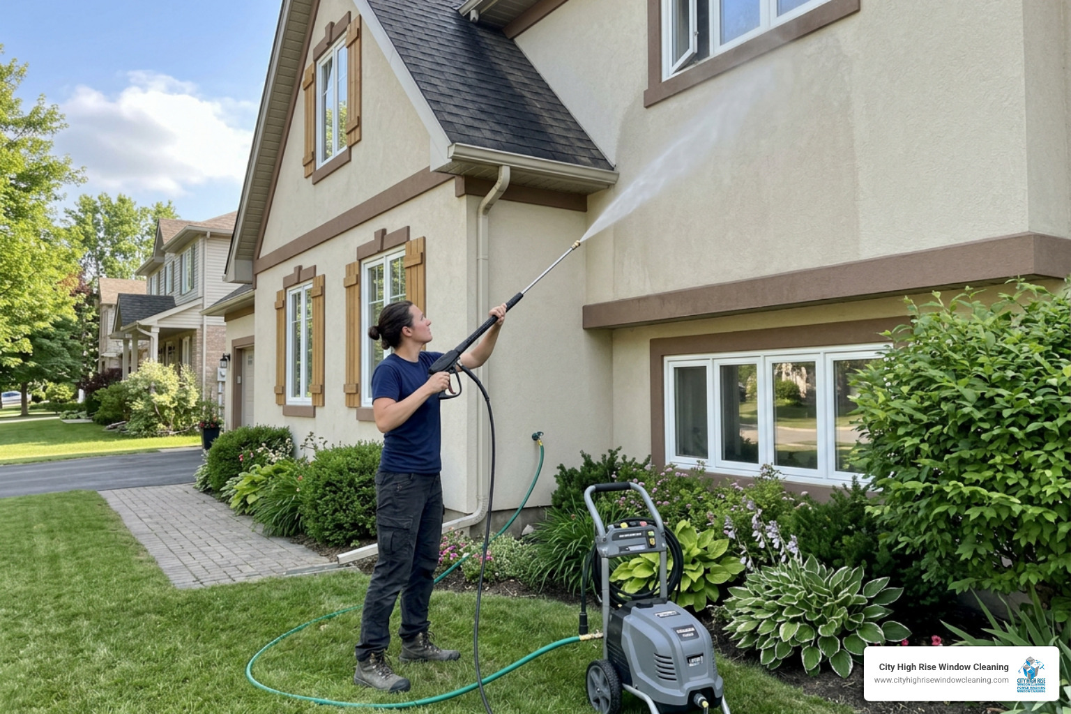 High-end equipment used by professional house power washing companies. High-end equipment used by professional house power washing companies.