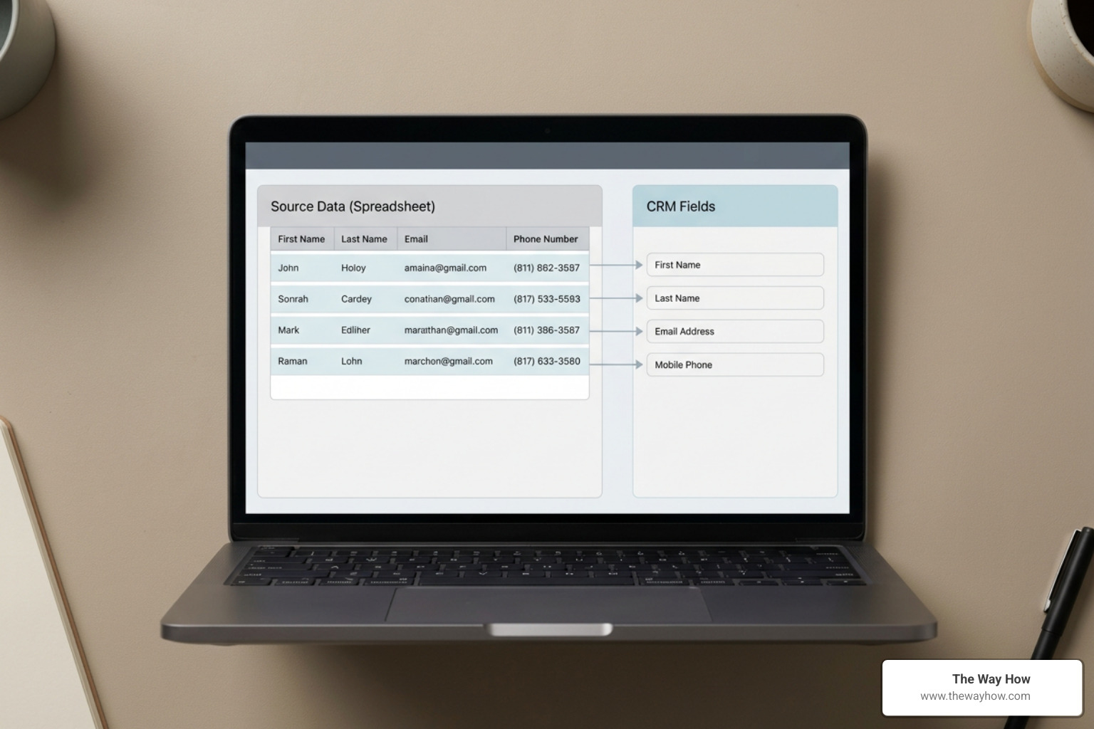 Visual data mapping diagram for migrating spreadsheets to CRM Visual data mapping diagram for migrating spreadsheets to CRM