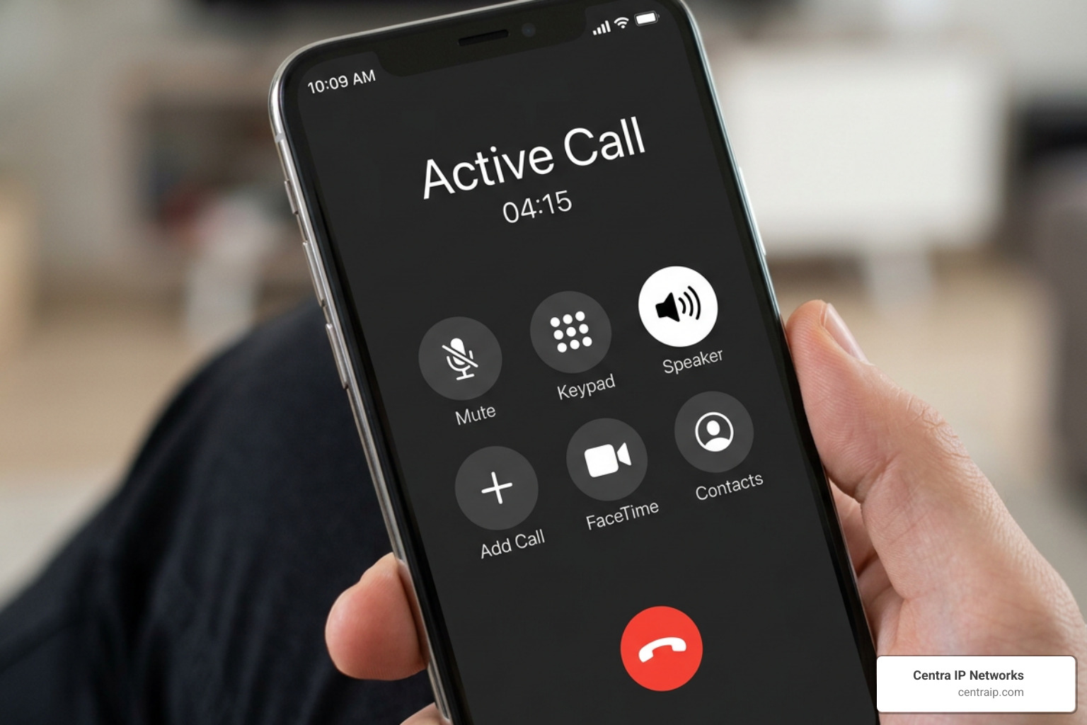 iPhone call interface showing standard active call screen iPhone call interface showing standard active call screen