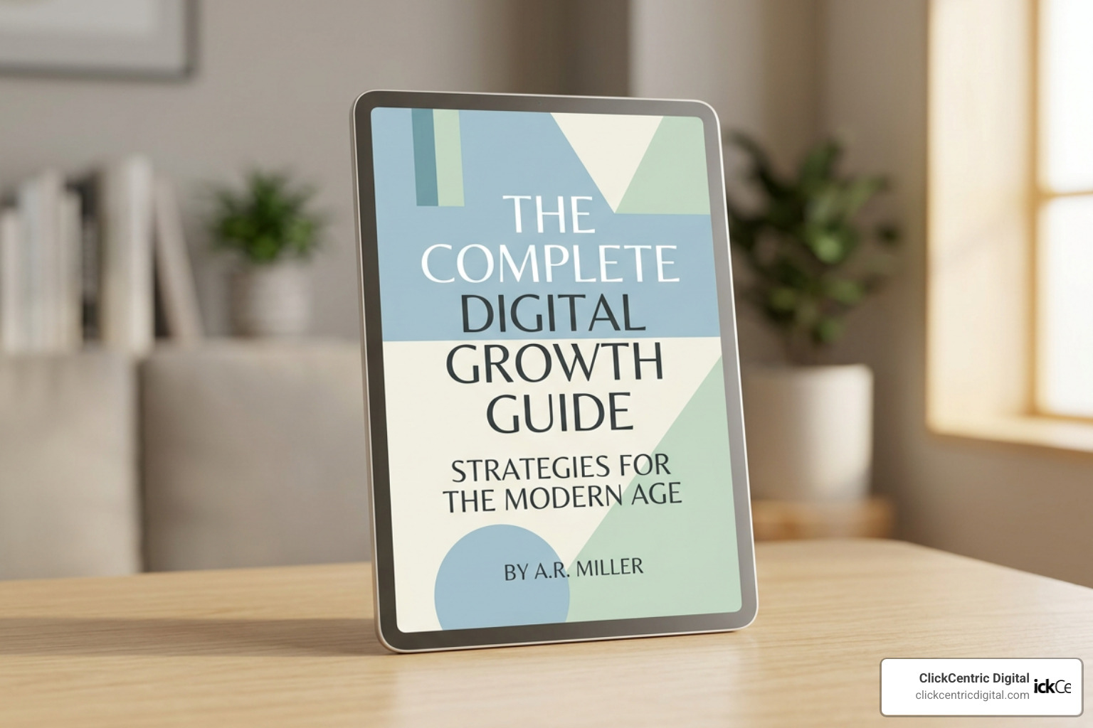 3D ebook cover mockup on a tablet