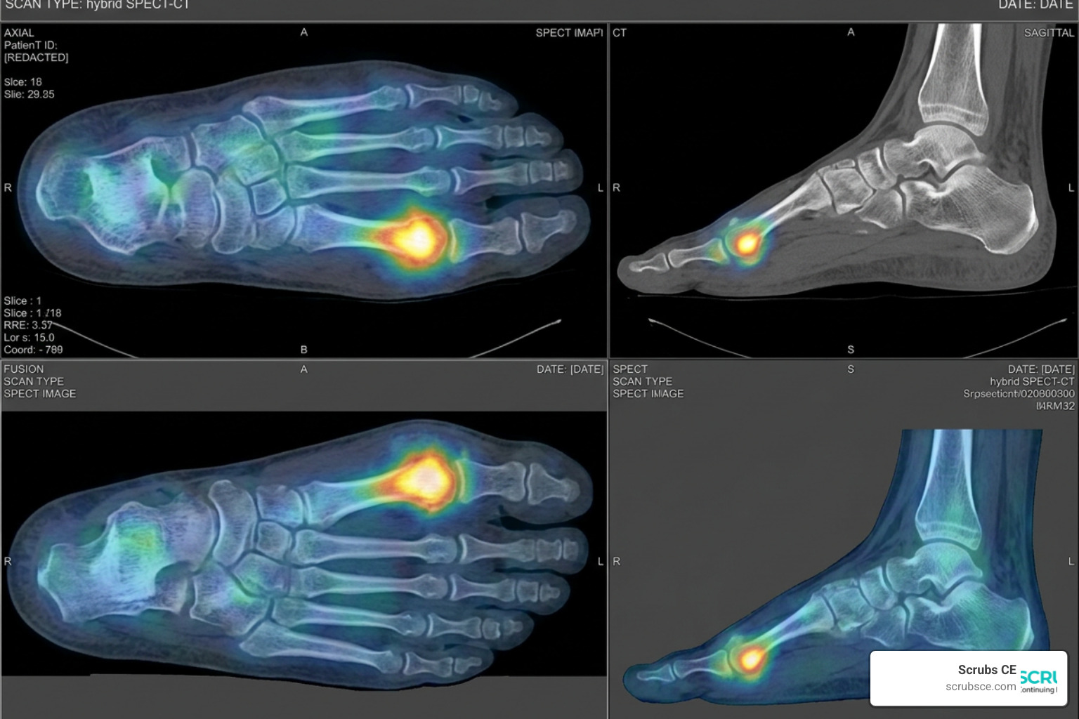 hybrid SPECT-CT scan showing osteomyelitis in foot bone hybrid SPECT-CT scan showing osteomyelitis in foot bone