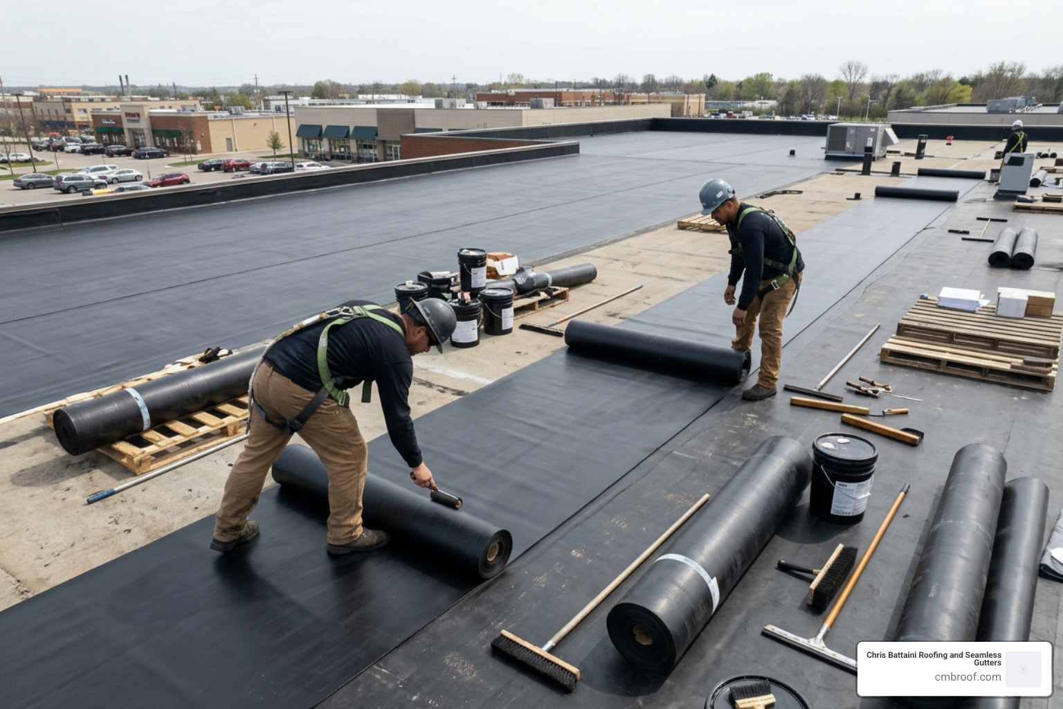 premium EPDM rubber roof installation on a commercial building
