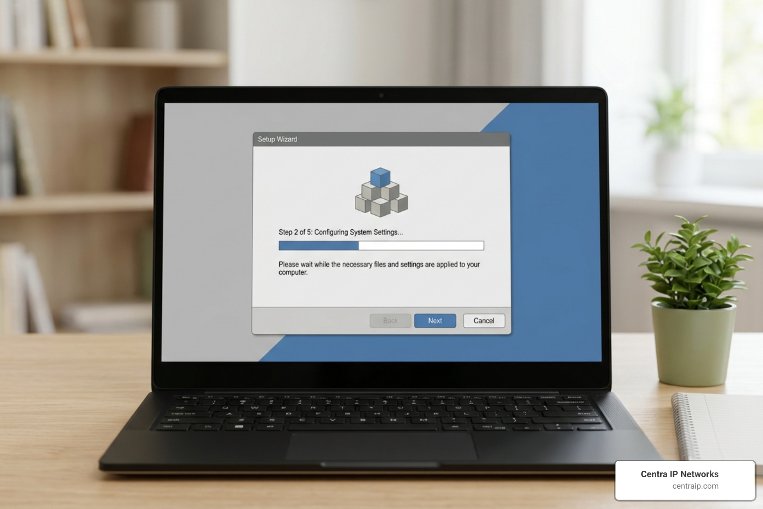 step-by-step setup wizard on a computer screen step-by-step setup wizard on a computer screen