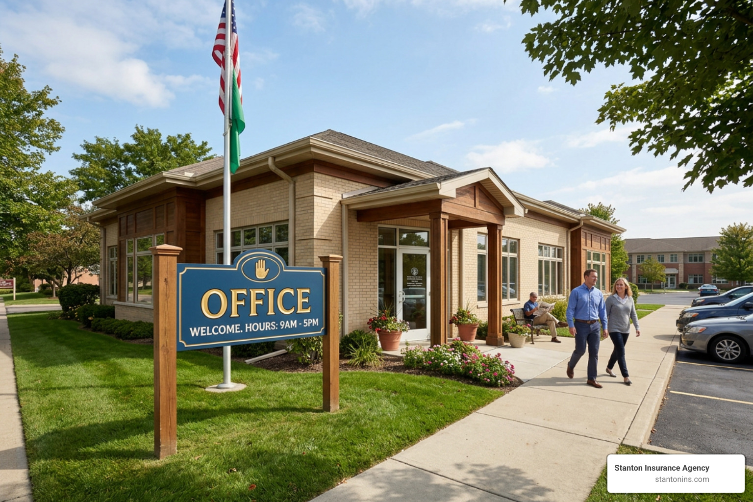 local insurance office building with welcoming signage local insurance office building with welcoming signage