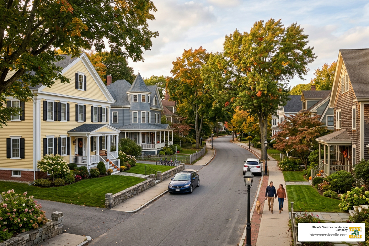 A beautiful residential street in historic Melrose, Massachusetts