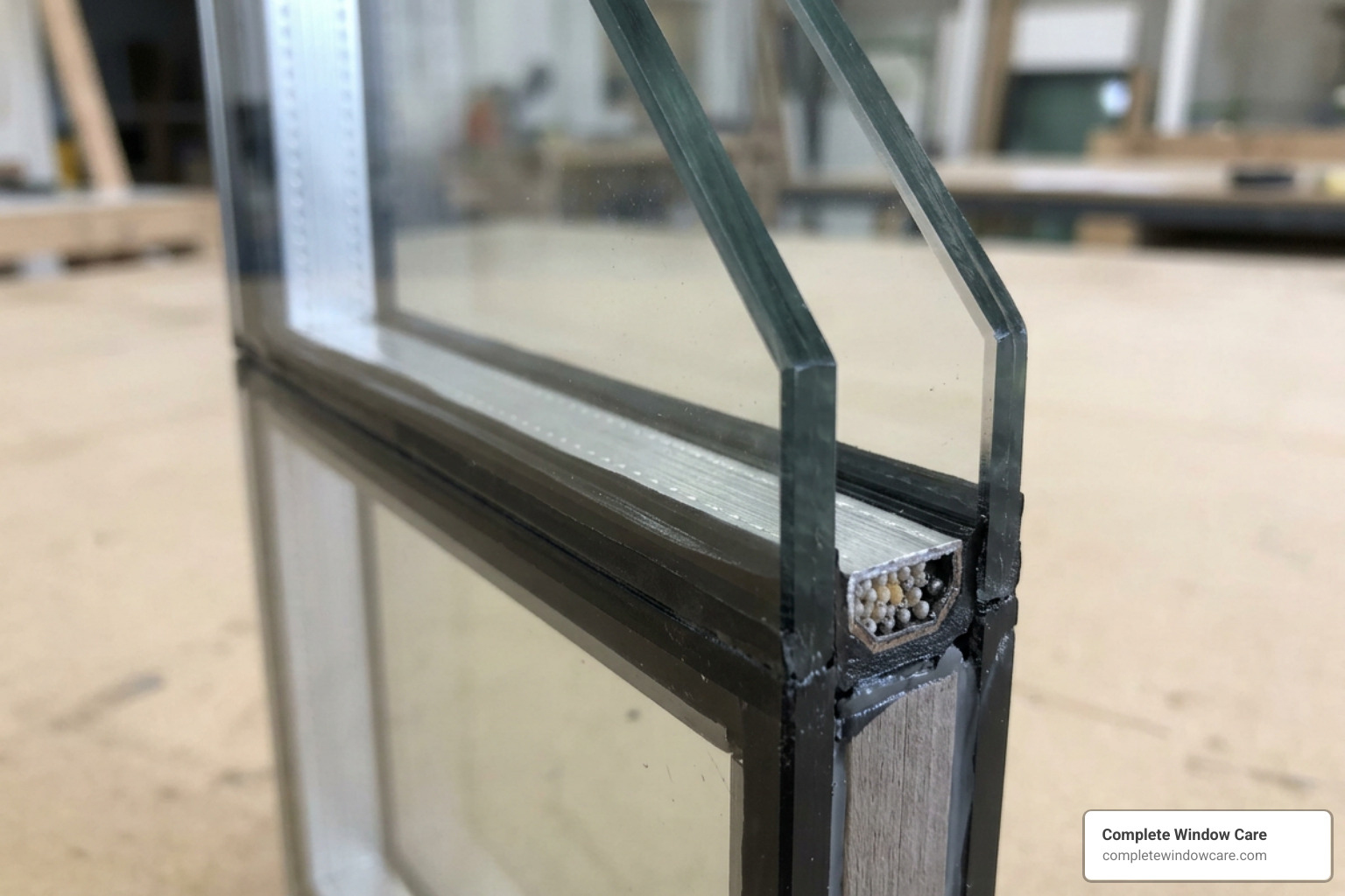 dual-pane IGU cross-section showing spacer bar and seal
