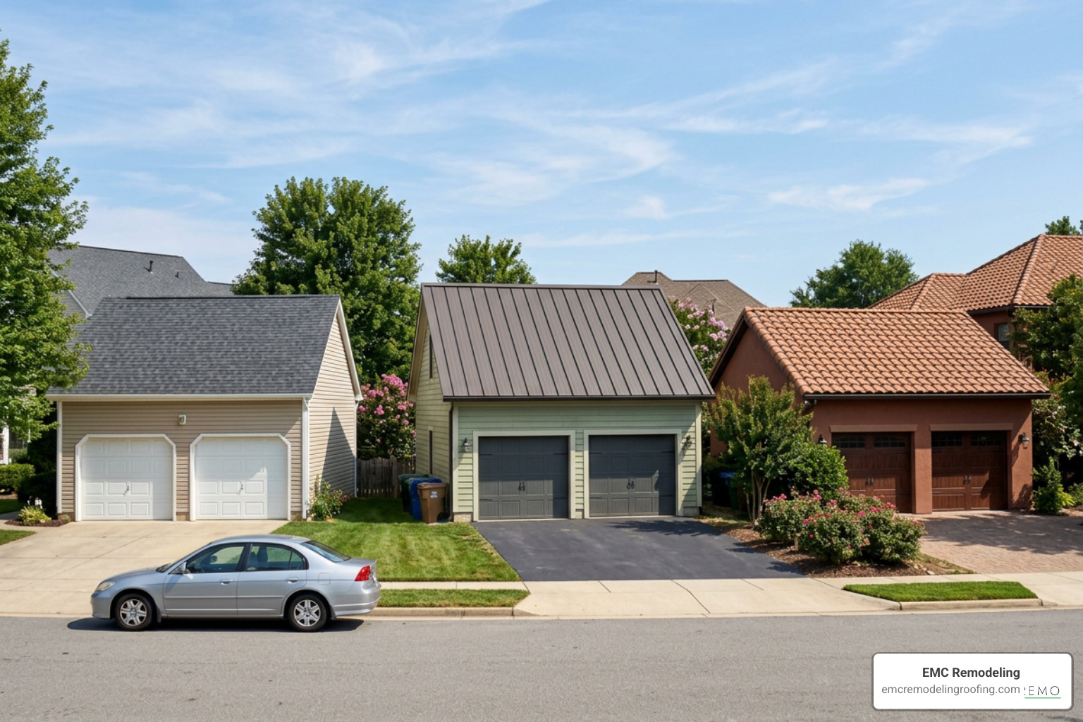 different garage roofing materials