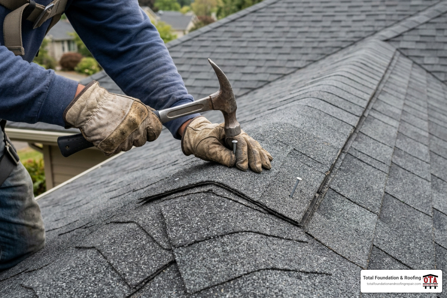 proper nail placement on a hip and ridge shingle