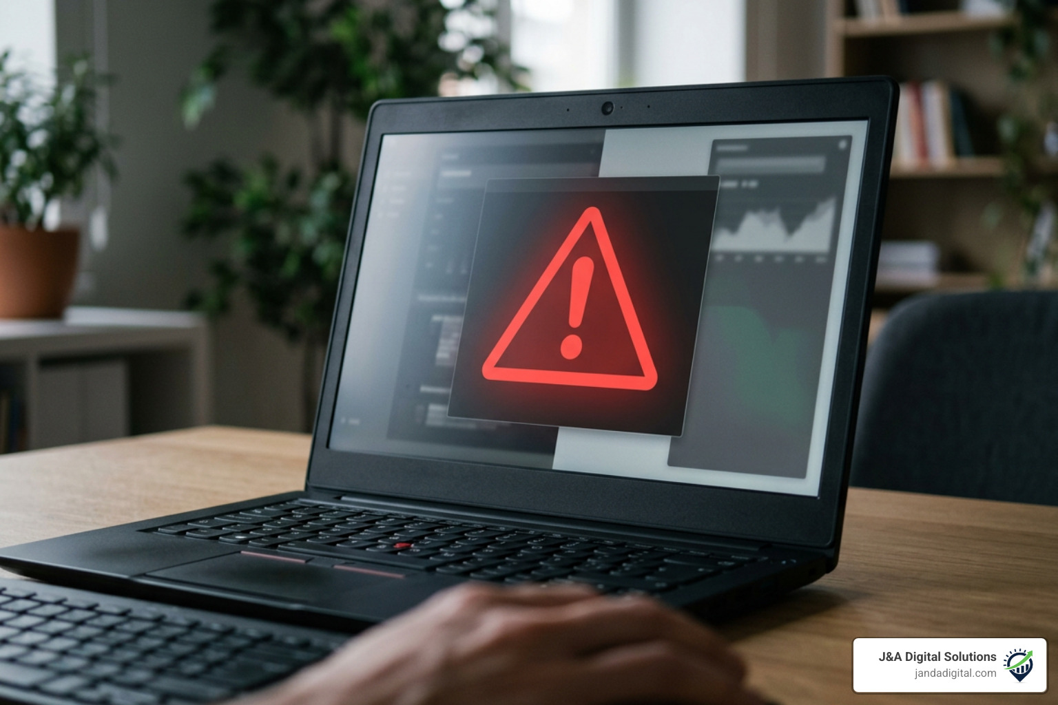 Warning sign on a computer screen indicating low quality or black-hat SEO practices Warning sign on a computer screen indicating low quality or black-hat SEO practices