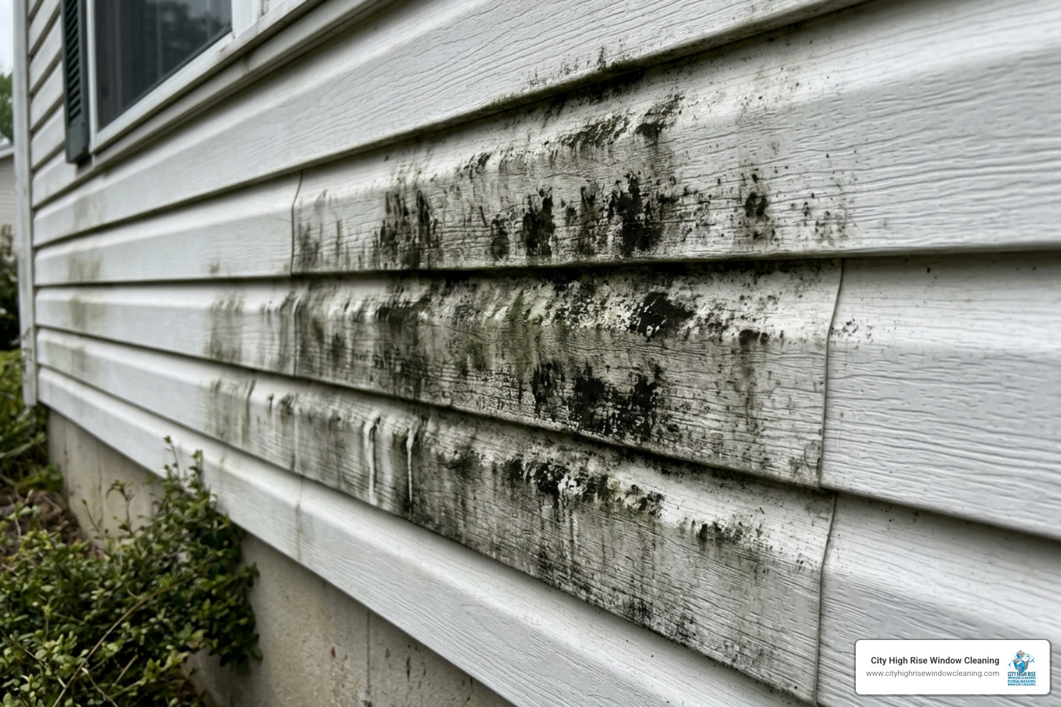 Mold and algae on vinyl siding before exterior home cleaning Long Island Mold and algae on vinyl siding before exterior home cleaning Long Island