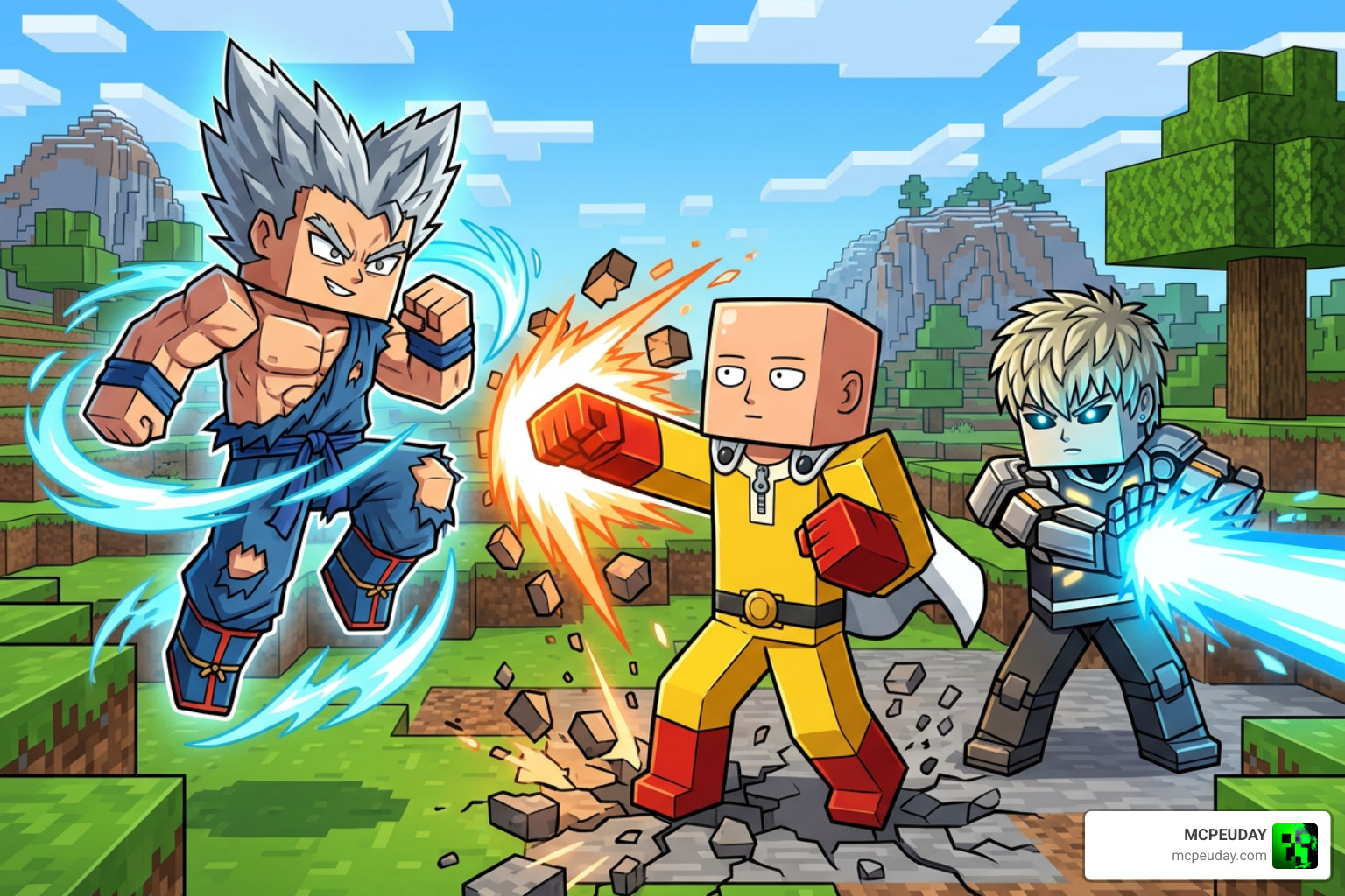 Playable characters in action Saitama Genos and Garou using custom powers Playable characters in action Saitama Genos and Garou using custom powers