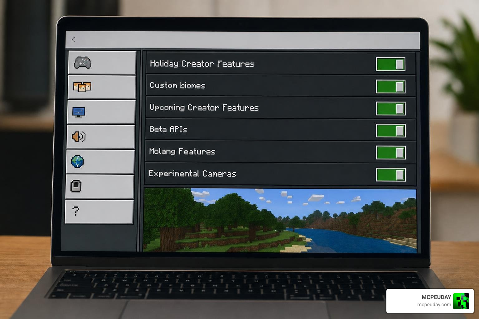 Minecraft experimental settings menu with toggles enabled Minecraft experimental settings menu with toggles enabled