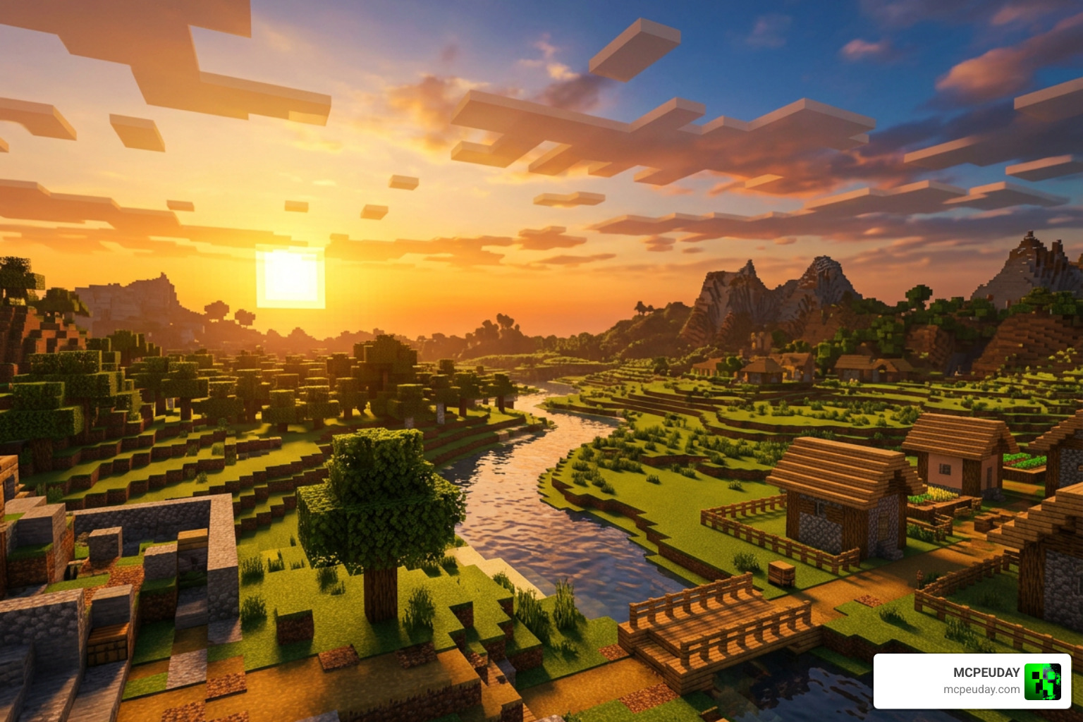 Enhanced sunset lighting in Minecraft Bedrock using Lumenix Ultra Shader Enhanced sunset lighting in Minecraft Bedrock using Lumenix Ultra Shader