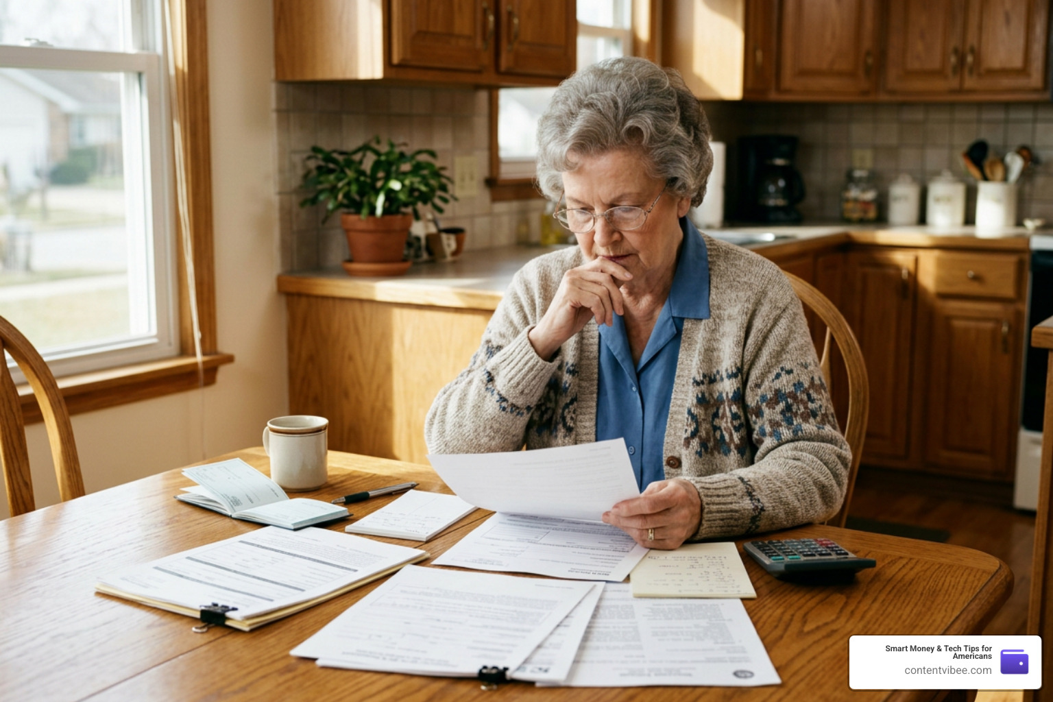 elderly woman reviewing financial documents