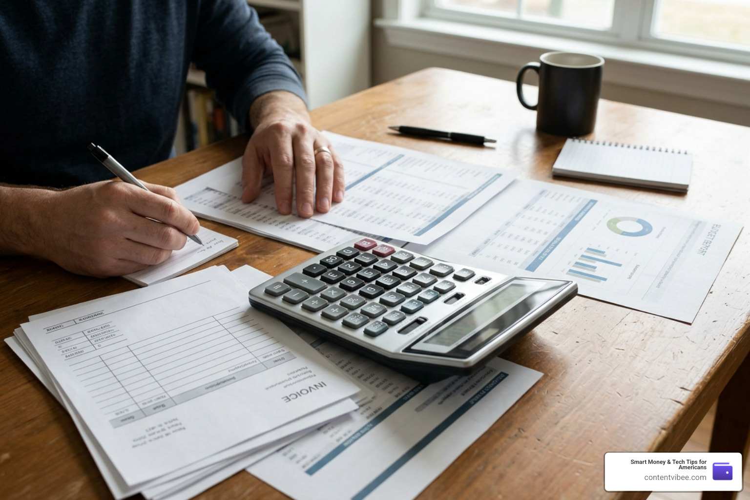 calculator and financial documents
