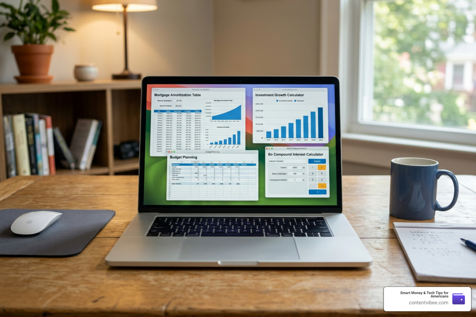 laptop showing financial calculators