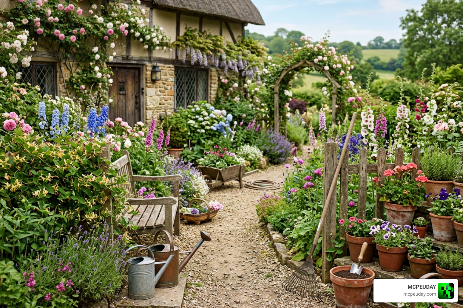Ghoulcraft Garden items displaying flowers and tools in a cozy cottage garden Ghoulcraft Garden items displaying flowers and tools in a cozy cottage garden