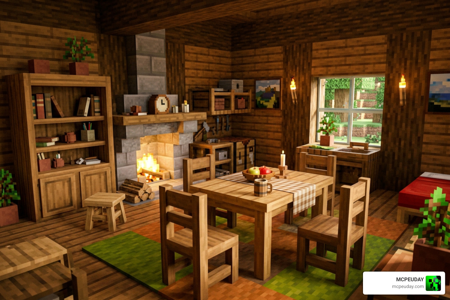 Faramir's Furniture Addon showcase of various wood-toned furniture pieces