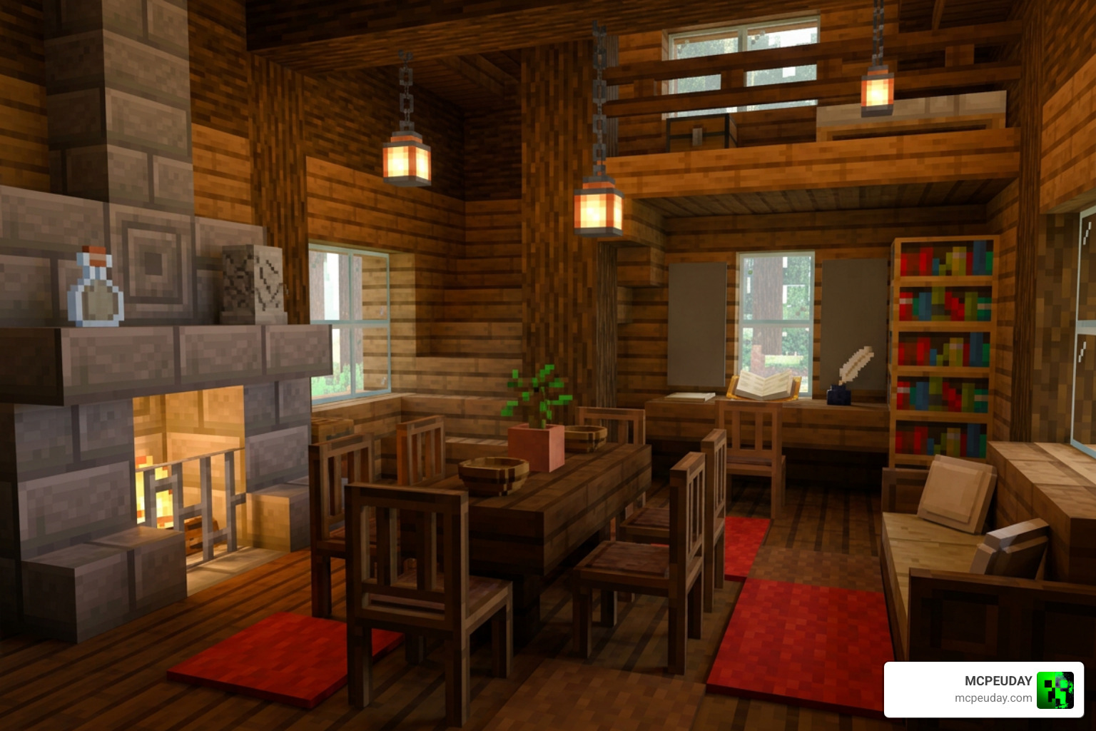 Faramir's Furniture Addon Minecraft cozy cottage interior vanilla aesthetic Bedrock