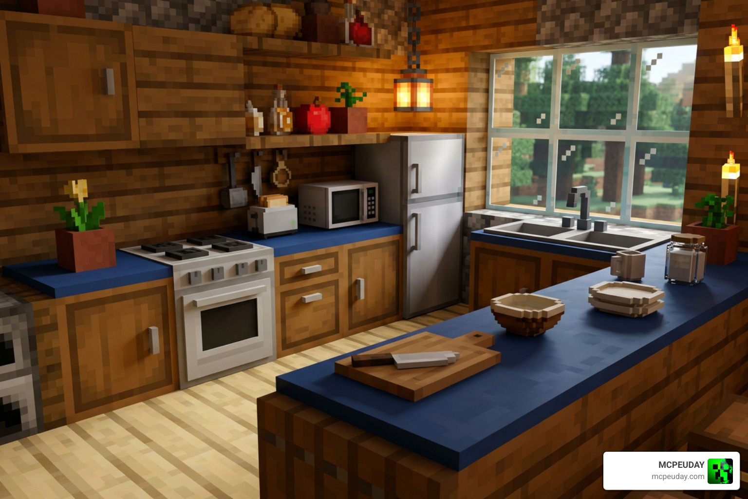 Custom kitchen setup featuring functional appliances and painted counters