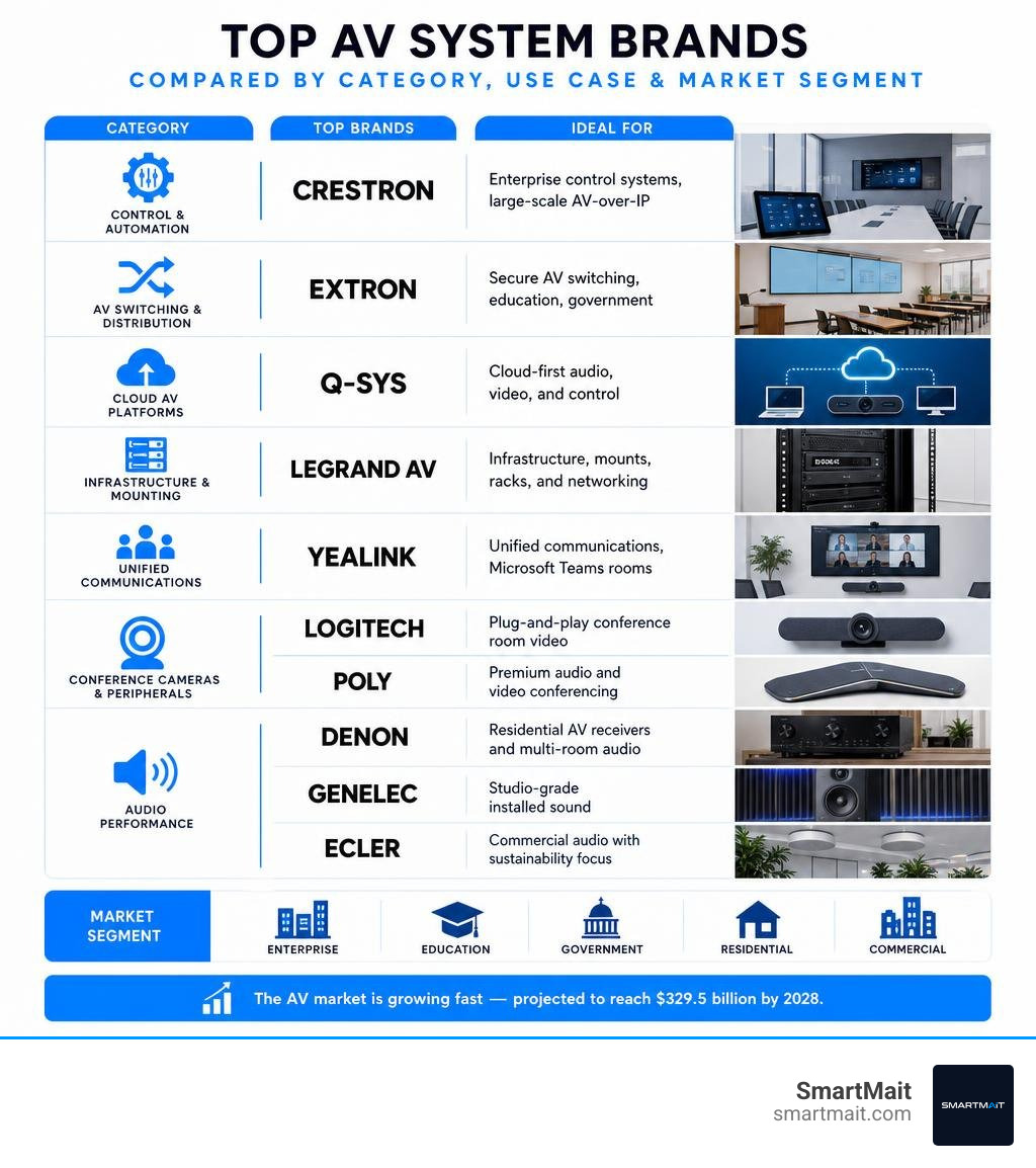 Top AV system brands compared by category use case and market segment infographic infographic Top AV system brands compared by category use case and market segment infographic infographic