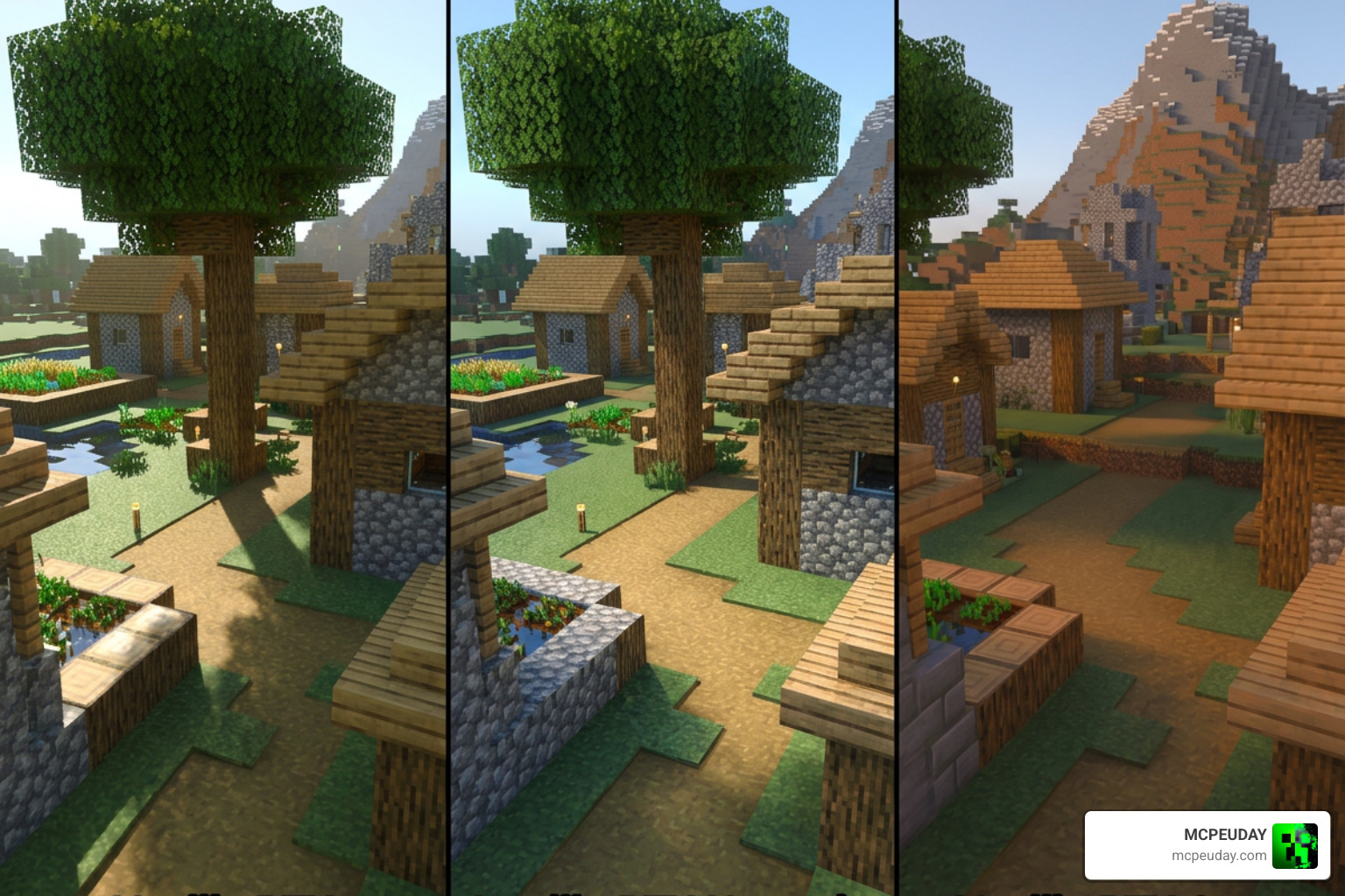 A comparison of Vanilla RTX, Vanilla RTX Normals, and Vanilla RTX Opus visual styles side-by-side A comparison of Vanilla RTX, Vanilla RTX Normals, and Vanilla RTX Opus visual styles side-by-side