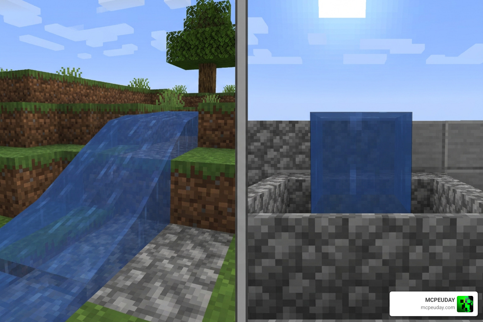 Comparison of static textures versus animated textures in Minecraft Comparison of static textures versus animated textures in Minecraft