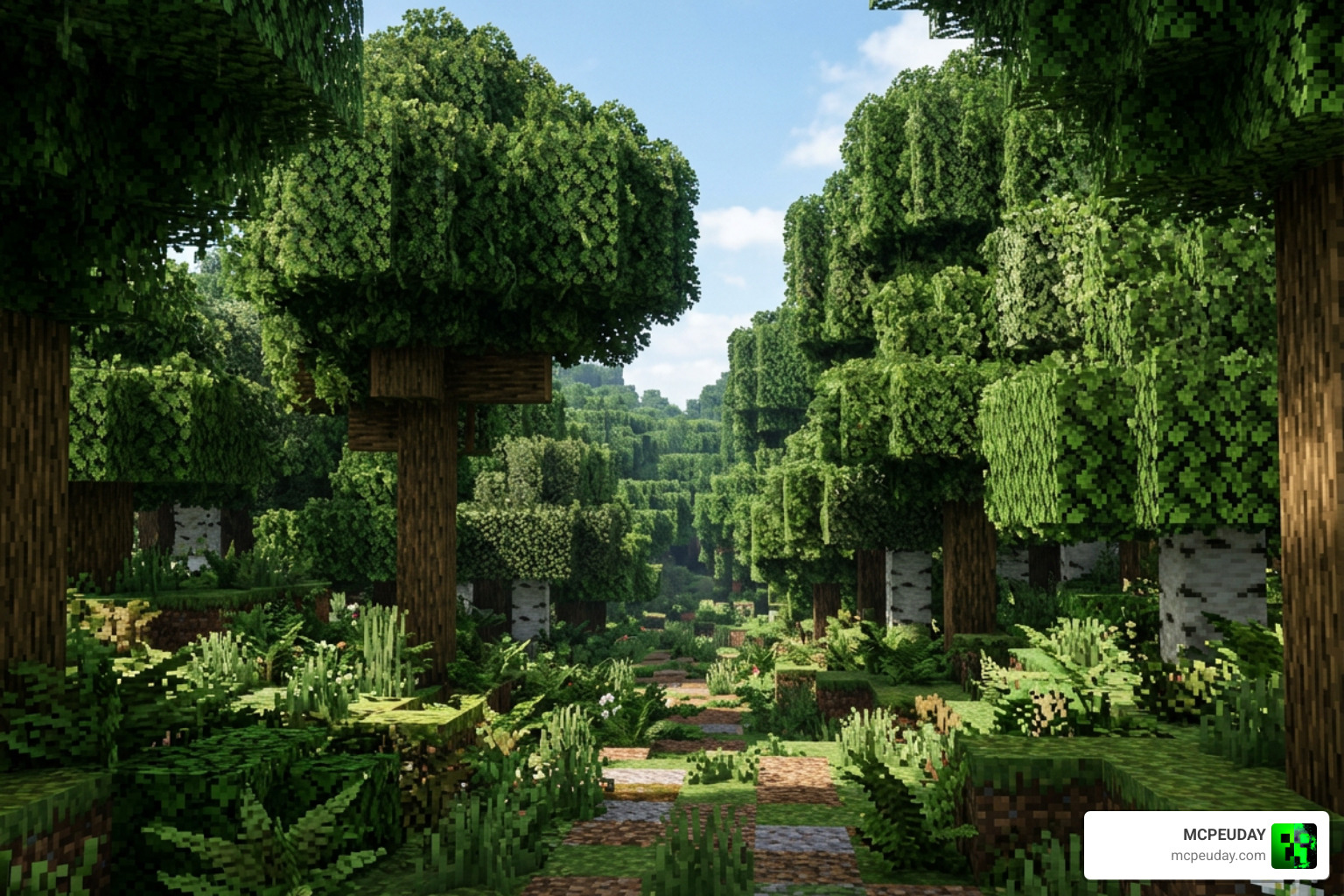 Better Leaves addon Minecraft bushy realistic forest leaves